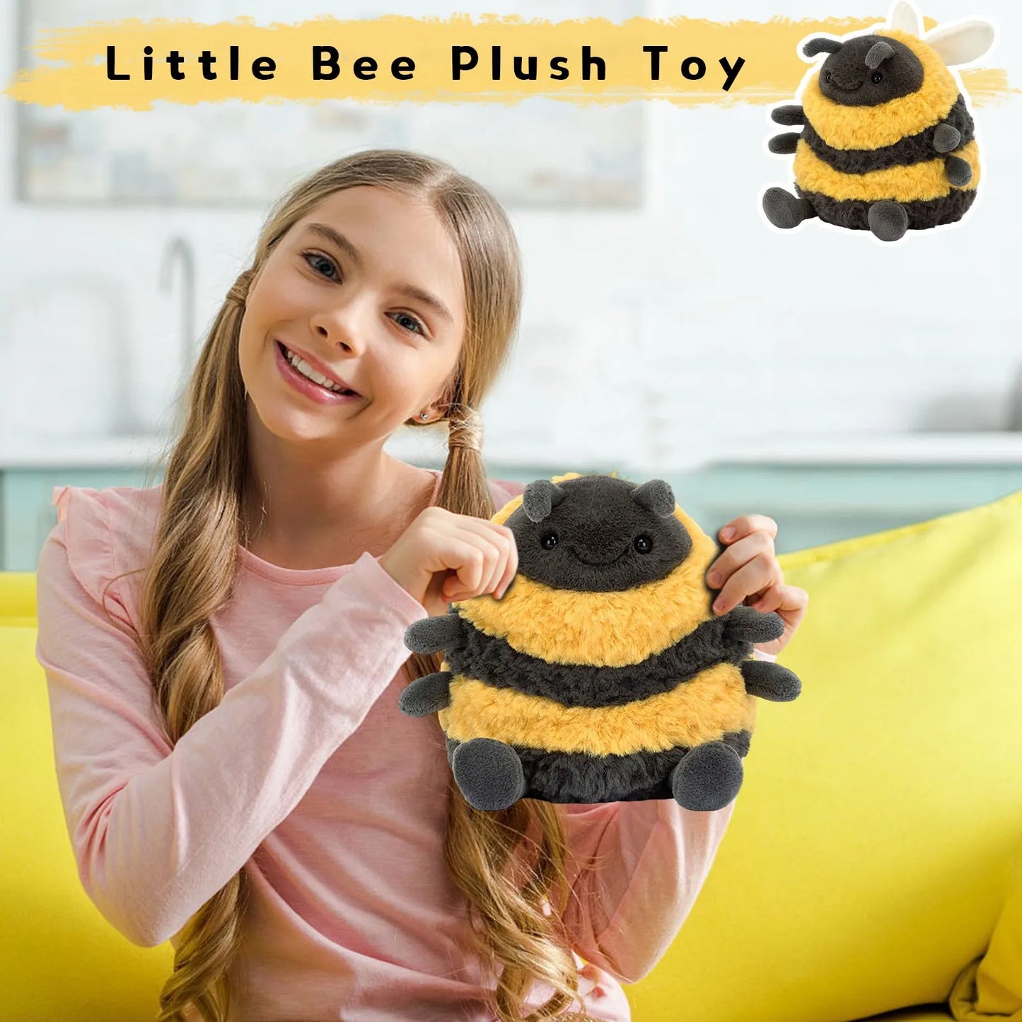Uroczy wisiorek pluszowy Sha Bee, pluszowa wypchana pszczółka Cai Bee, supermiękka pluszowa lalka Słoik z miodem, poduszka do spania na łóżko, prezenty urodzinowe dla dzieci