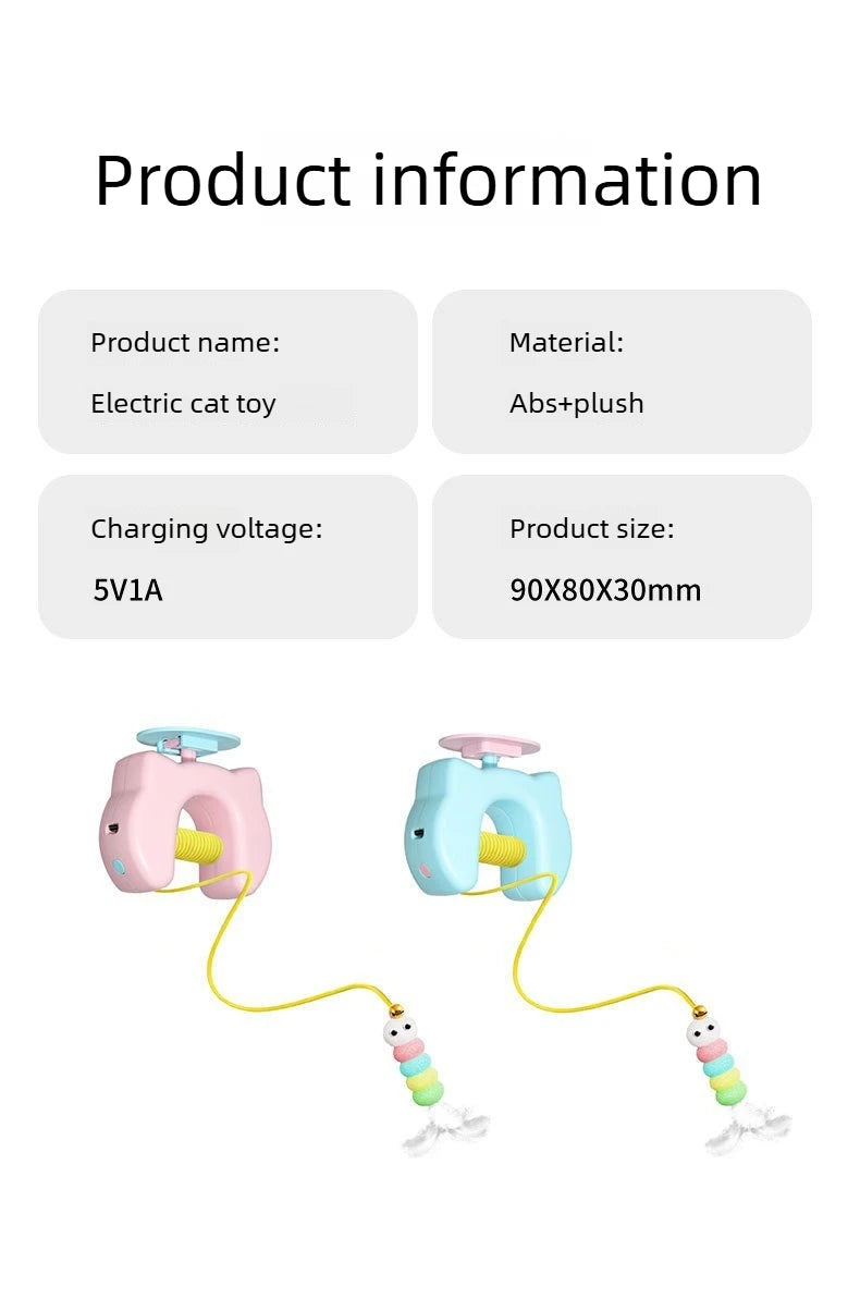 Electric Cat Toy with Ropes Auto Swing Feather Toy Interactive Kitten Toy For Self Playing  Caterpillar Interactive Cat Toys