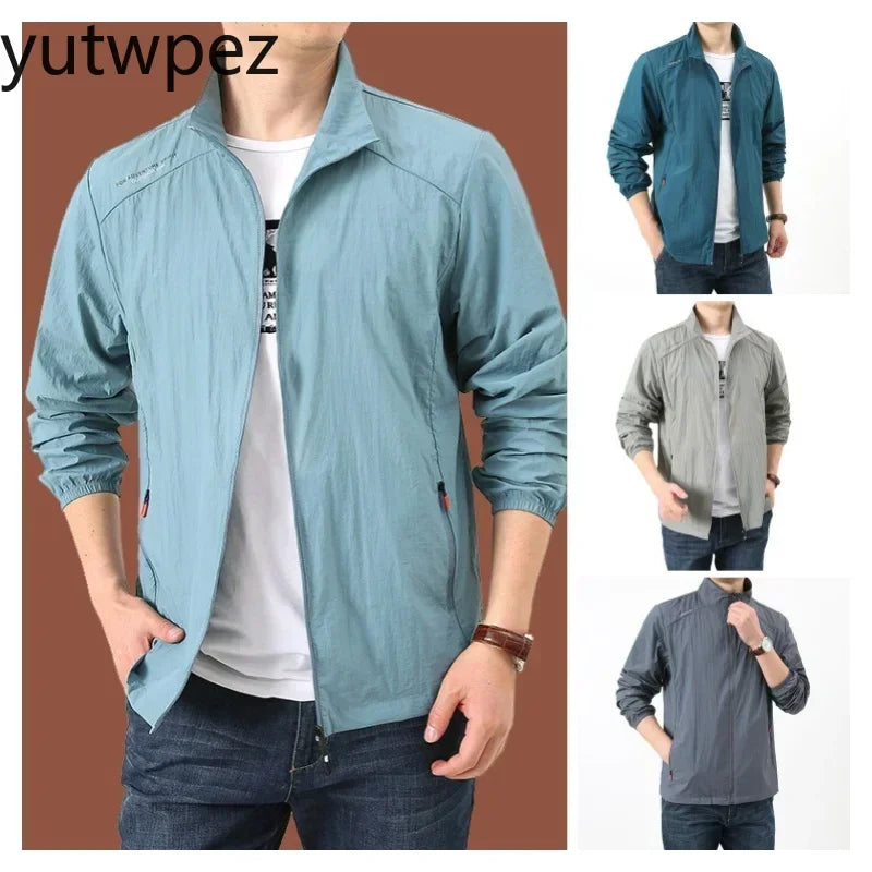 Men Pocket UPF50+ Uv Sun Protection Jacket Summer Quick Dry Outdoor Hiking Sport Windbreaker Sunscreen Skin Coat Camping Fishing