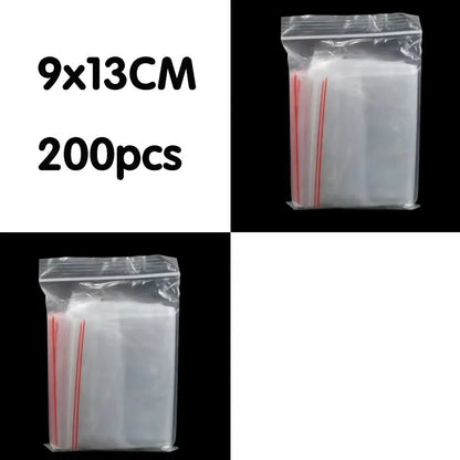 100/200/300pcs Small Zip Lock Plastic Bag Reclosable Transparent Bag Shoe Bag Vacuum Bag Poly Clear Bags Thickness 0.05mm