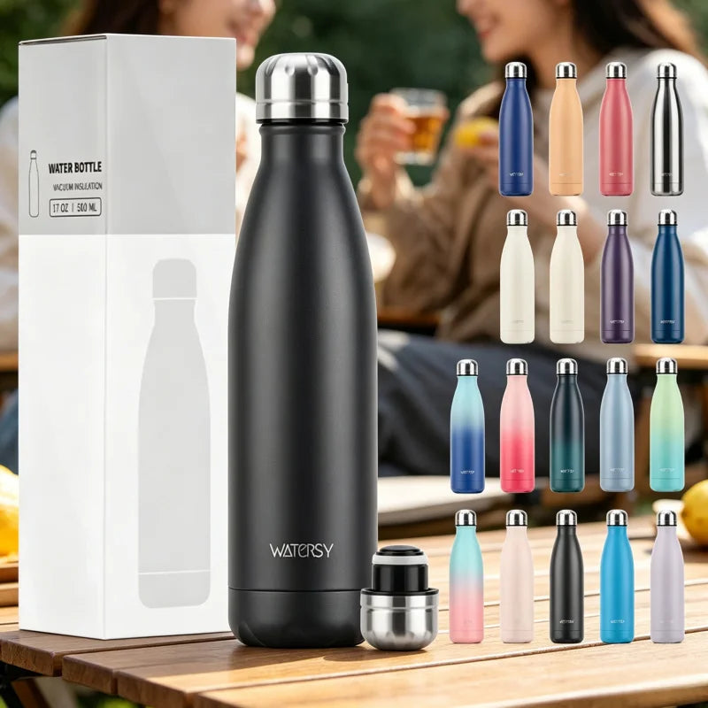 WATERSY 400ml Kids Thermos Bottle with Duck Bill Straw: 316 Stainless Steel Vacuum Insulated Tumbler for Children's Drinks