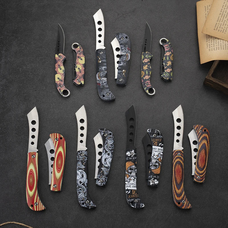 Pocket Portable Mini Folding Knife Stainless Steel Self-defense EDC Multi-purpose Camping Camp tools Halloween style