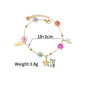 Freeteeme Fashion Colorful Flower Bracelet for Women Girls Stainless Steel Jewelry Gold Color Beads Chain Valentine's Day Gift