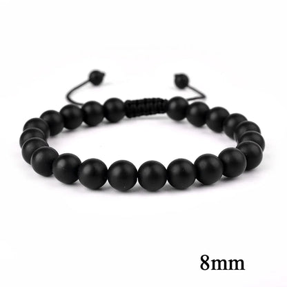 6mm 8mm 10mm Natural Stone Bracelet, Tiger Eye Agate Lava Bead Unisex Adjustable Handwoven Boho Jewelry Gift for Men Women