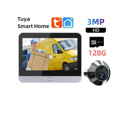 Tuya Smart 3MP  WiFi Peephole Video Door Camera Security one-way Audio Night Vision 4.3' HD Video Door Eye Camera