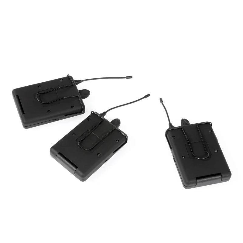 Professional UHF Wireless Lavalier Microphone with Audio Monitor Function Mic 2 Channels 80m Range for DSLR Cameras Interview