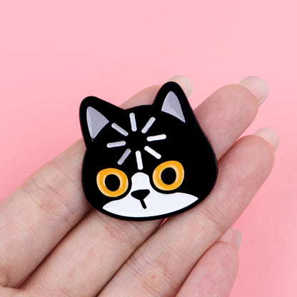 "Loading" Black Cat Enamel Pin Cute Brooch Pines Lapel Pins Badge on Backpack Clothing Accessories Animal Jewelry Friends Gifts