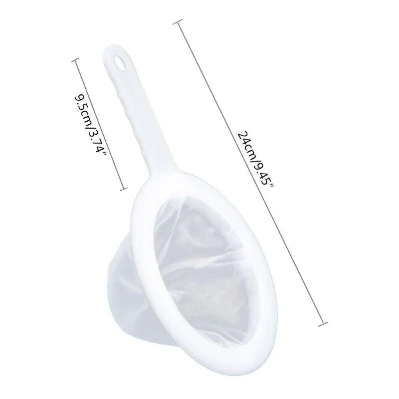 100/200/400Mesh Kitchen Ultra-Fine Nylon Mesh Strainer, Plastic Sieve Fine Mesh with Handle Kitchen Tool for Milk, Yogurt, Juice