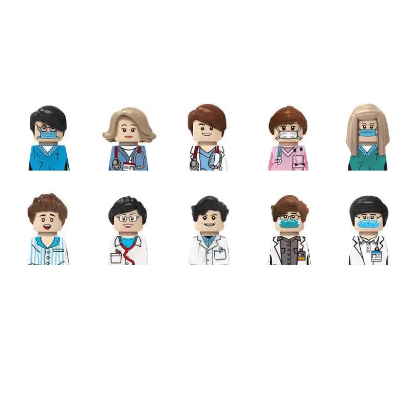 City Career 3D Building Block Dolls Toys Cartoon Character Models Mini Action Figures Educational Toys Children's Gifts
