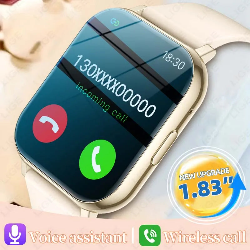 LIGE Fashion Smart Watch Women Bluetooth Call Women‘s Health Monitor Heart Rate Blood Oxygen Sports Fitness Smartwatch For Men