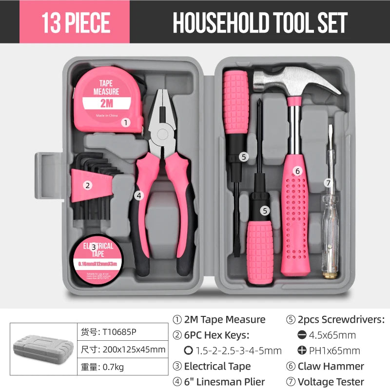 Hi-Spec 24pc Essential Home Tool Kit General Household Repair Hand Tool Set with Compact Storage Case for DIY Office Maintenance