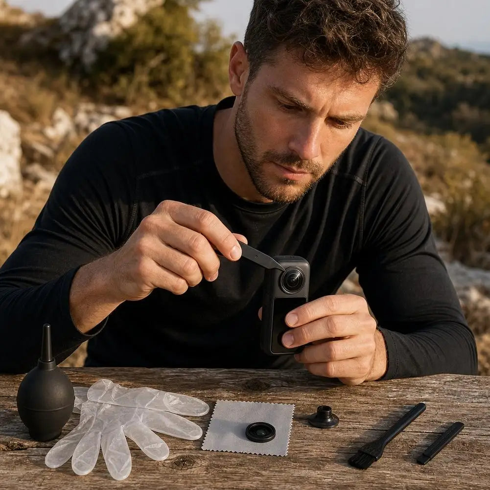 Replacement Kit for DJI Osmo 360 Accessories, Optical Glass with Aluminum Alloy Ring + Assembly & Disassembly Tool, Camera Lens