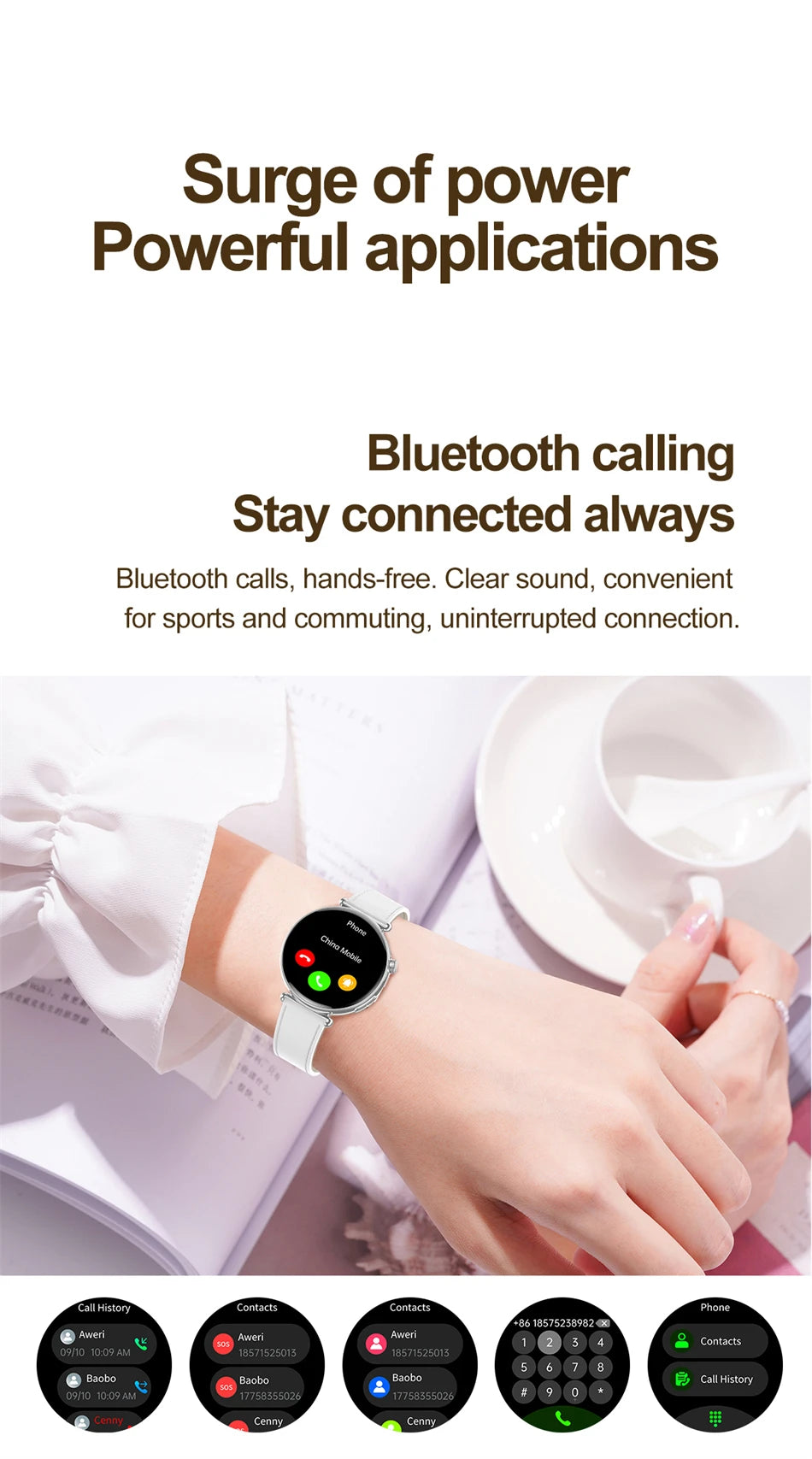 Smartwatch zdrowotny klasy pielęgniarskiej dla kobiet z ekranem AMOLED HD, wodoodpornością IP68, ciśnieniem krwi, połączeniami BT – modny zegarek dla kobiet