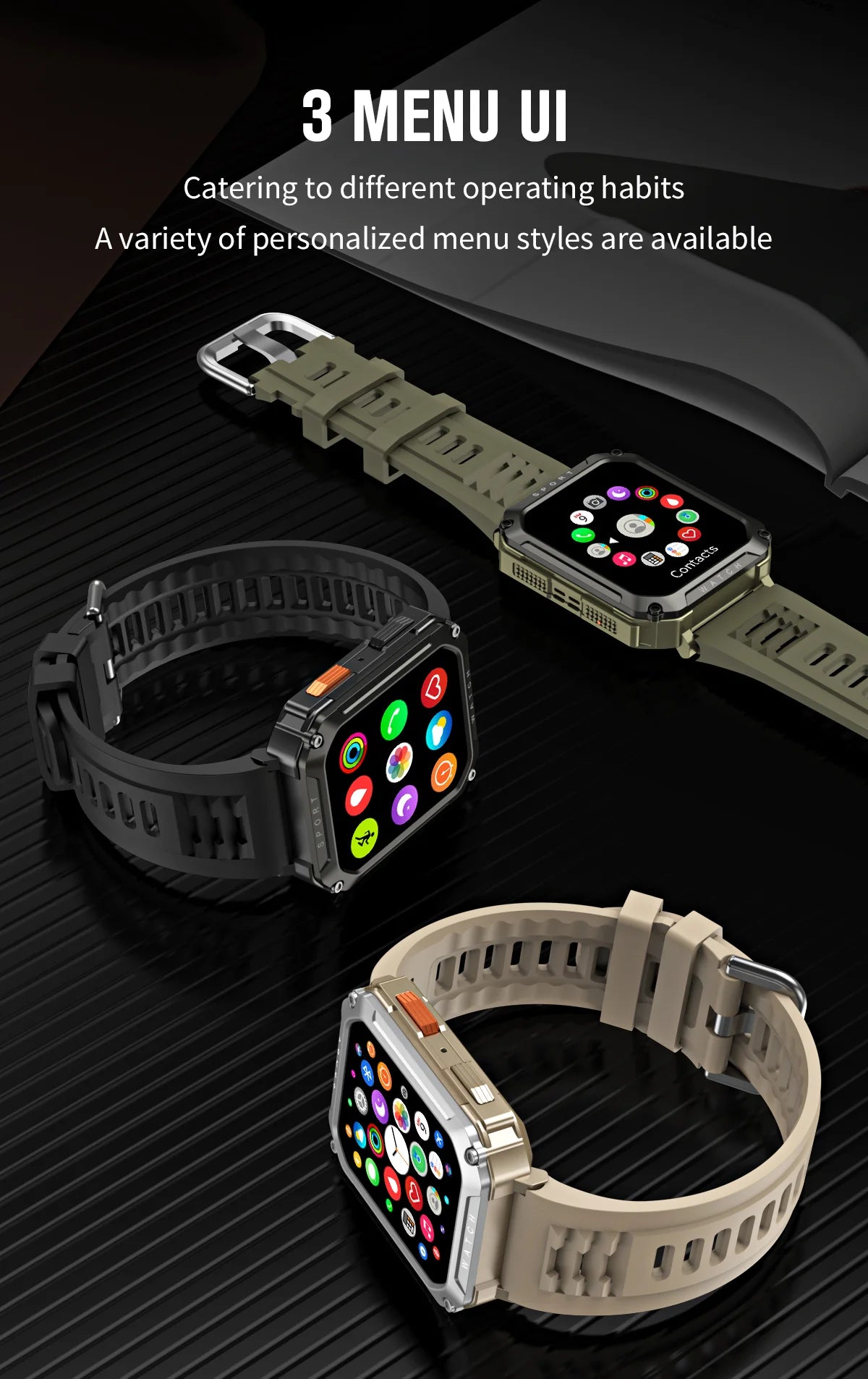 LIGE 2026 Zewnętrzny Smartwatch Męski 2.01" Ekran IP68 Wodoodporne Zegarki Wytrzymały Wojskowy Bluetooth Połączenia Smartwatch dla Androida i iOS