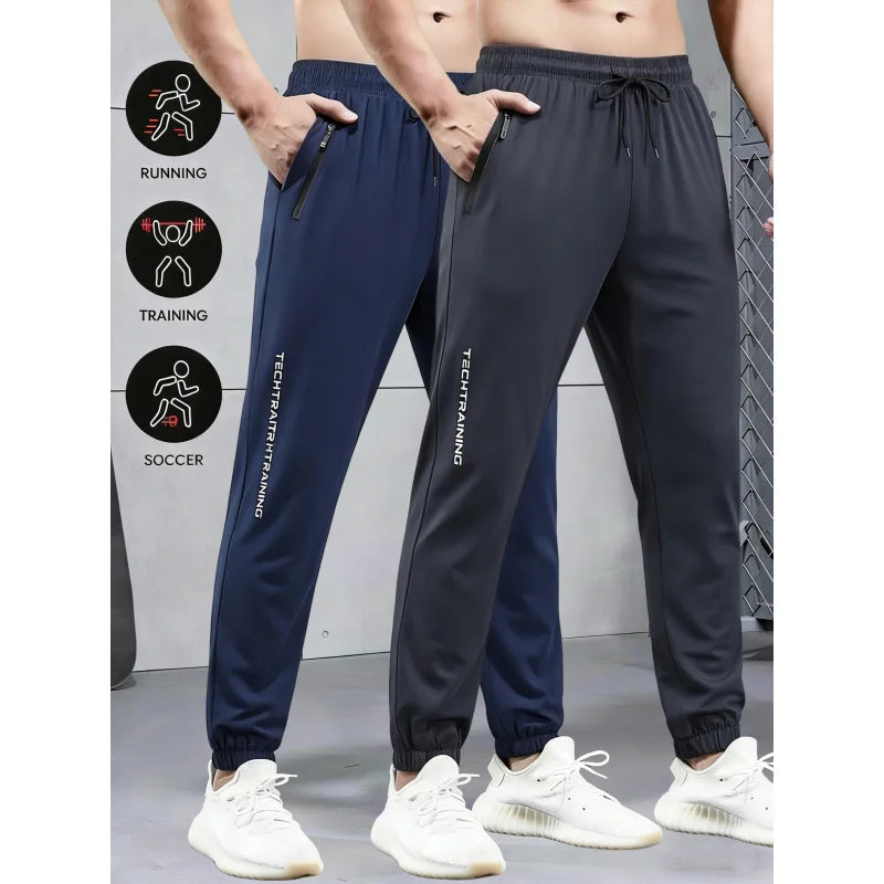 2-Piece Summer Breathable Ultra Thin Men's Stretchy Sweatpants Casual Joggers For Workout Outdoor Wear