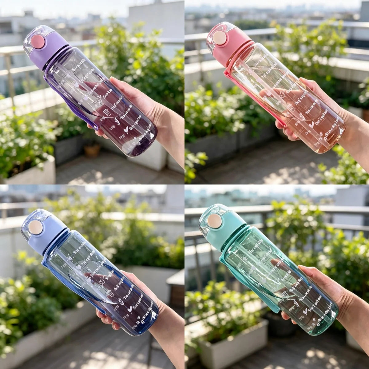 Transparent Motivational Scale Water Bottle, Clear Stylish Cup for Juice Coffee Drinking Water, Leakproof Durable Reusable