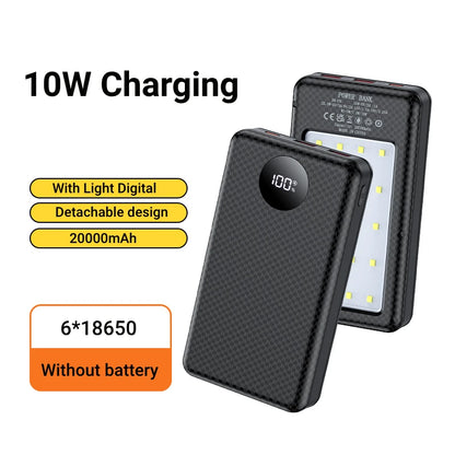 18650 Power Bank Battery Box 18650 Battery Cases Easy Carry Design For Daily Work 10W 6x18650 Power Bank Battery Storage Case