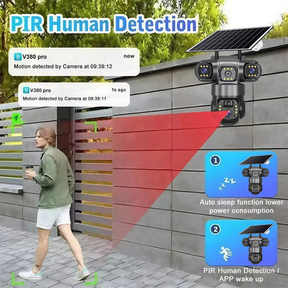15MP IP Wifi Camera Solar Camera Outdoor 3 Lens 3 Screen 10X Zoom PIR Human Detect Cameras Night Vision CCTV Security Protection