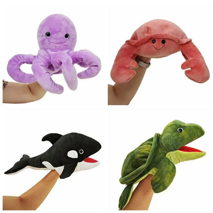 Kids Toy Hand Doll Sea Animal Puppets Stuffed Animal Turtle Whale Plush Shark Puppet Octopus Crab Telling Story Early Education