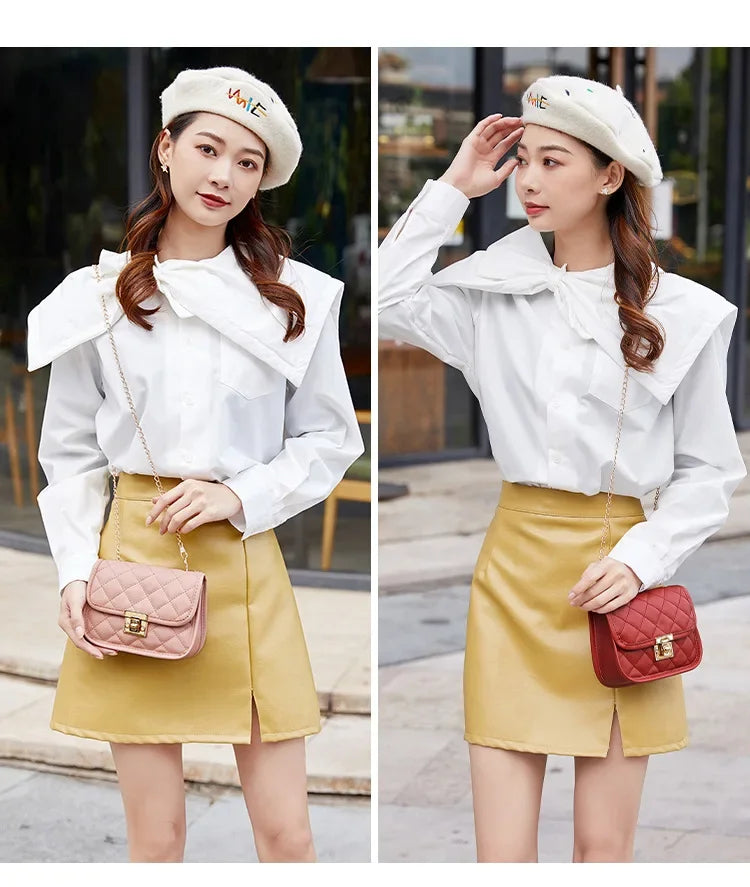 New personalized diamond grid women's bag, fashionable single shoulder cover lock small square bag, elegant and simple chain bag