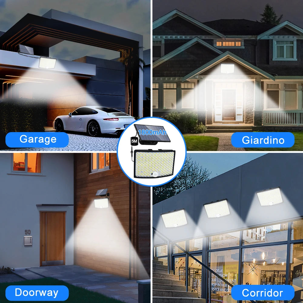 Solar Lights Outdoor 366/400/318 LED Motion Sensor Security Lights IP65 Waterproof Solar Powered Flood Lights for Garden Yard