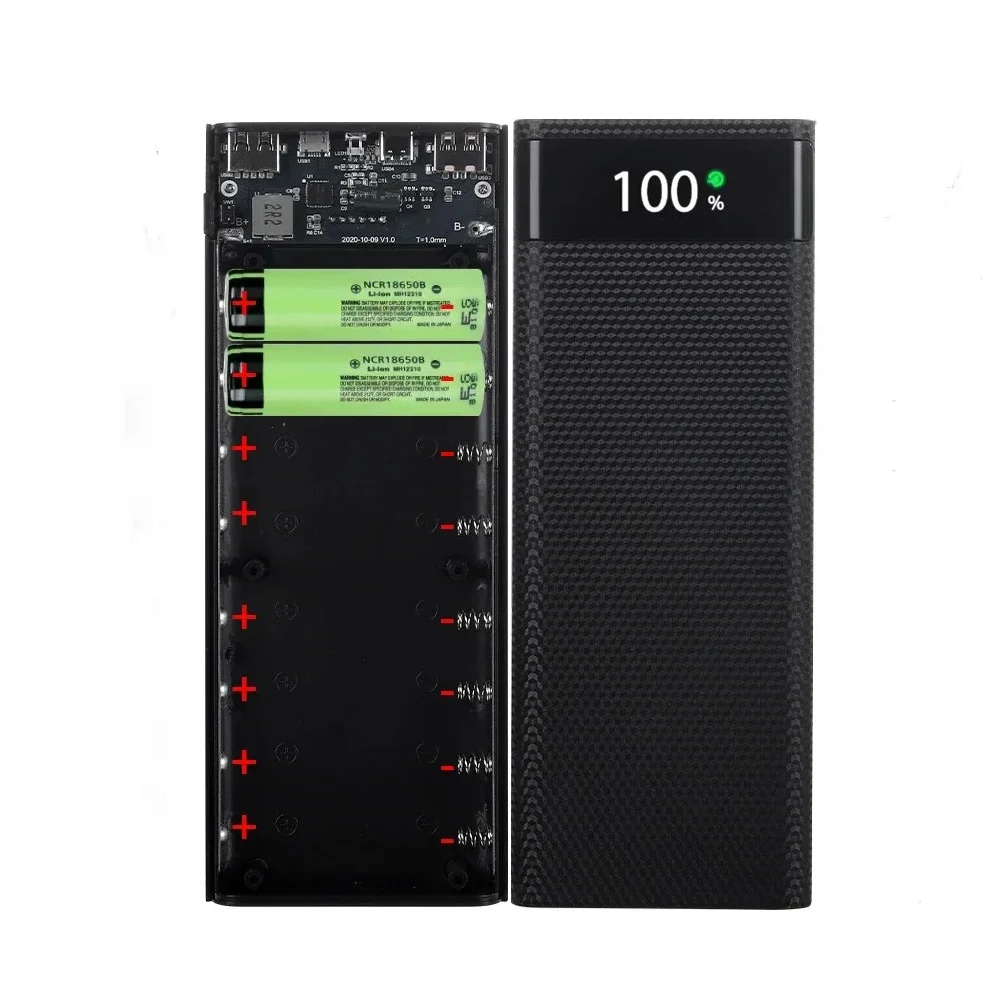 8X18650 Dual USB Power Bank Shell Micro USB Type C 5V 4.5A DIY Case Battery Charge Storage Box Super Fast Charge without Battery