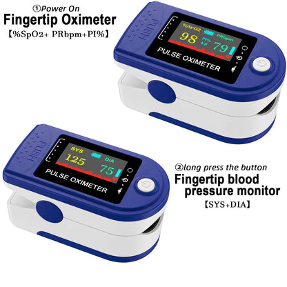 Finger Clip Sphygmomanometer and Oximeter 2IN1 Home Visual Pulse Oxymeter SpO2 Saturation Medical Health Blood Pressure Monitor