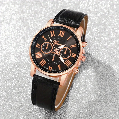 4-piece set of fashionable women's quartz watch - stylish circular dial, suitable for daily wear and special occasions