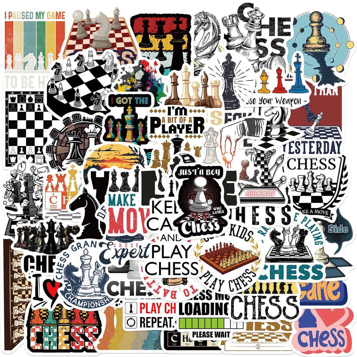 50PCS Chess Game Scrapbook Stickers DIY Diary Laptop Luggage Skateboard Graffiti Decal Fun Stylish Classic Toys