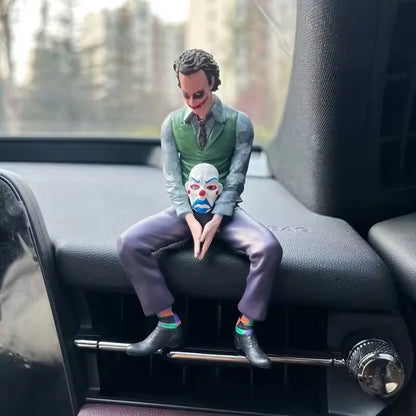 10cm Roof Decoration Joker Heath Ledger Sitting Posture Figures Car Doll Tail And Roof Pendant Model Statue Collectable Toys