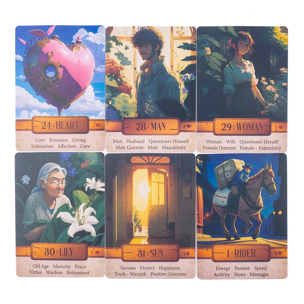 Hot Sales Le Claire 36 Lenormand Cards Fate Divination Tarot Cards FortuneTelling Card Games Party Board Playing Game 10.4*7.4CM