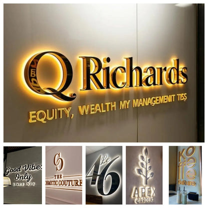 Custom LED Illuminated Metal Letters 3D Business Sign Laser Cut Logo Sign Beauty Salon Sign Signboard Backlit Sign Dropshipping