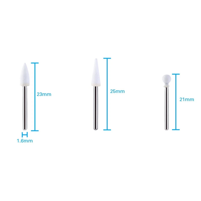 JUMTOP 12Pcs/Bag Dental Flame Cone Round White Stone Polisher FG Burs