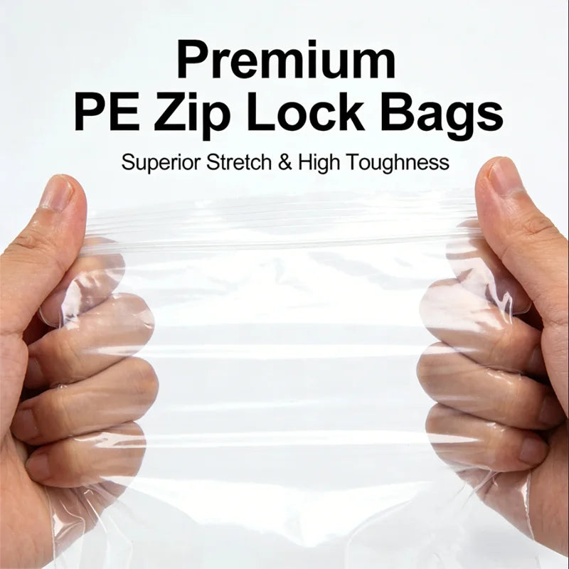 Heavy Duty PE Zipper Bags Waterproof Clear Plastic Seal Bags for Packaging Organizing And Storage
