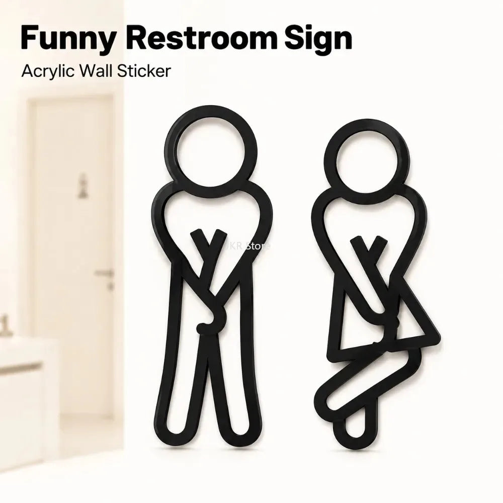 Modern Restroom Door Sign Men Women WC Hanging Plaque Contour Style for Guest Bathroom Home Hotel Wall Decor Daily Use Sign