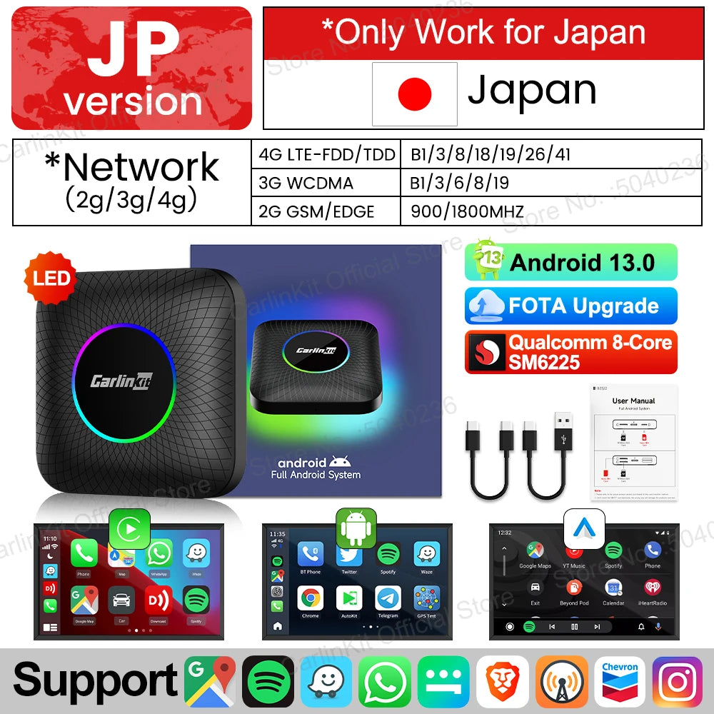 CarlinKit CarPlay Ai Box Android 13 SM6225 8 Cores 64GB 128GB Car Smart Streaming Box Wireless CarPlay Android Auto For Netflix