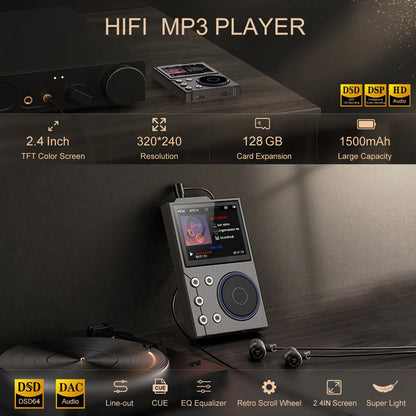 Hi-Fi Digital Audio MP3 Player Lossless DSD High Definition Portable MP3 Music Player Built-in 16GB Walkman Supports 20 Language