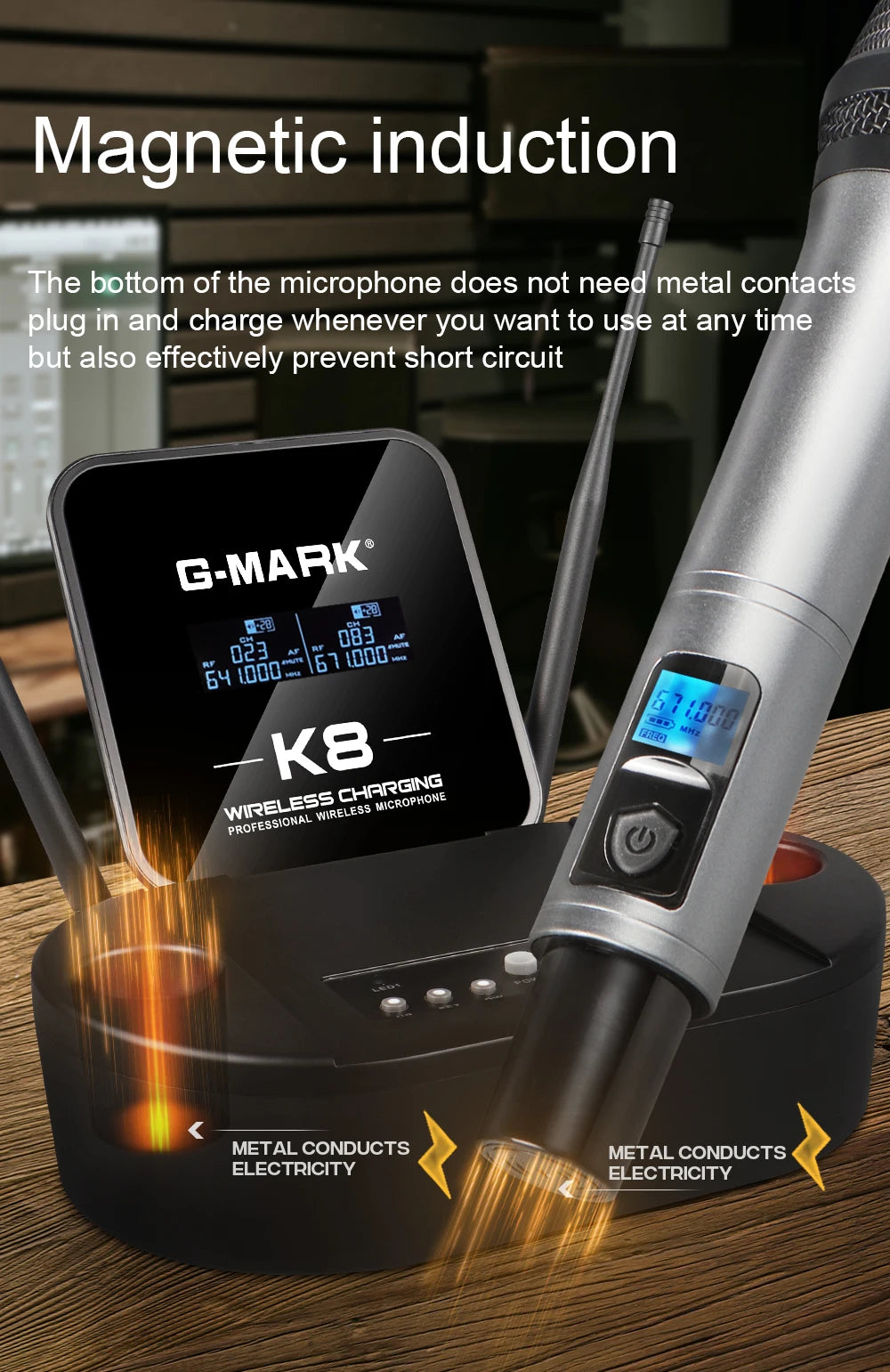 Microphon Wireless G-MARK K8 UHF Karaoke Mic With Lithium Battery For Stage Party Show Church Wedding Teaching