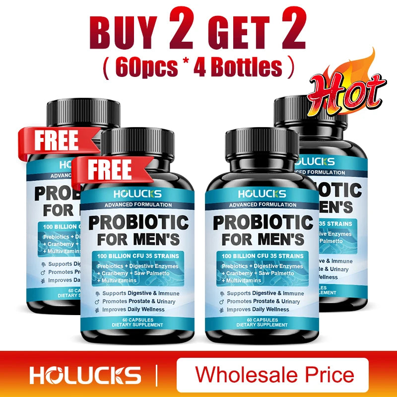 Probiotics Capsules for Men, Nutritional Absorption, Digestion, Immune Support, Prostate & Urinary Health, Reduce Bloating