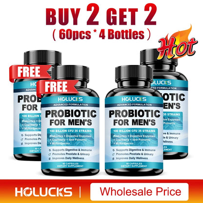 Probiotics Capsules for Men, Nutritional Absorption, Digestion, Immune Support, Prostate & Urinary Health, Reduce Bloating