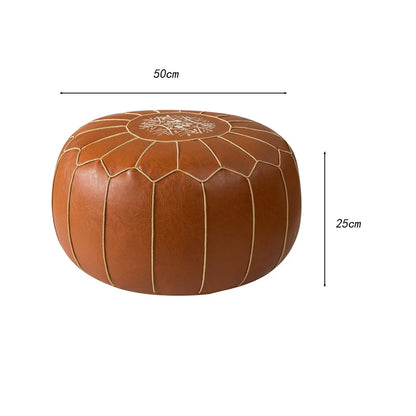 Premium PU Pouf Cover Round Ottoman Seat Cushion for Home Seating and Footrest Use