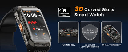 2025 KOSPET TANK X2 Rugged Smart Watch For Men 3D Curved Screen AMOLED AOD 5ATM IP69K Waterproof Bluetooth Call AI Assistant