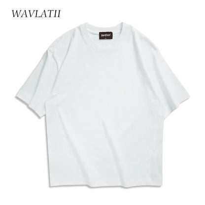 WAVLATII Oversized Summer T Shirts for Women Men Brown Casual Female Korean Streetwear Tees Unisex Basic Solid Young Cool Tops