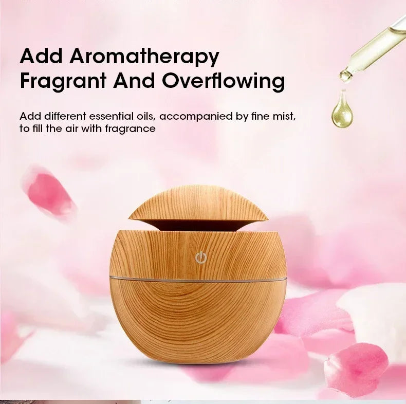Woodgrain USB Essential Oil Diffuser Mini Ultrasonic Aromatherapy Humidifier Portable Desktop Air Mist Maker For Home Office