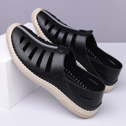 Men's Hollow Out Loafers, Summer Comfort Soft Sole Slip-On Casual Shoes, Anti-Slip Breathable Clog Sandals-HT619