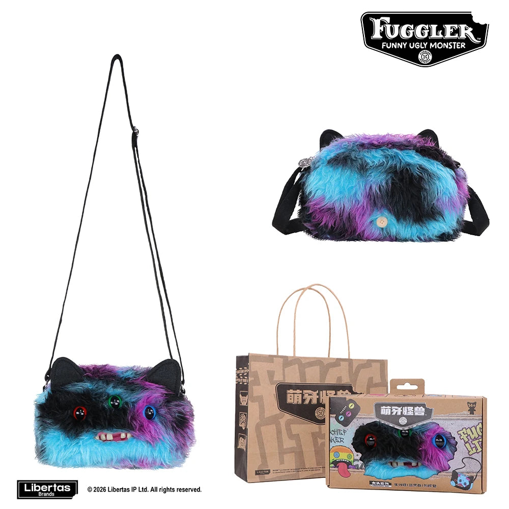 Fuggler Original ALLEY CATS Plush Bag Big Head Ugly Tooth Monster Crossbody Furry Funk Purse Backpack Wallet Storage BagGift