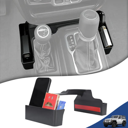 Car Center Console Gear Shift Storage Box Phone Holder Tray for Jeep Wrangler JL Gladiator JT 4XE 2024-2026 Interior Accessories