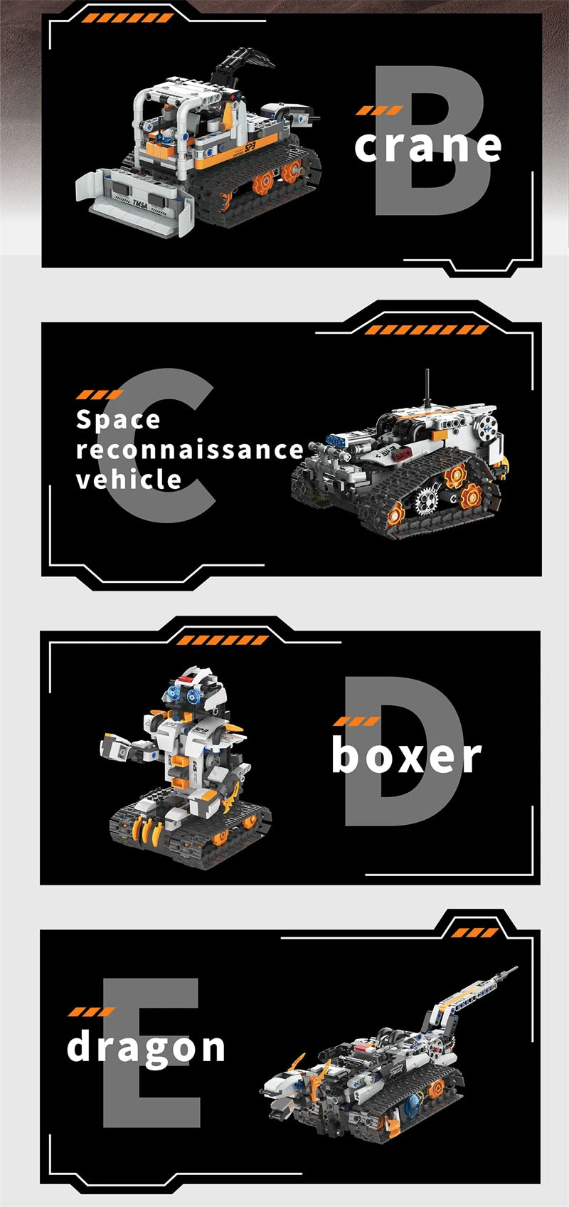 Multi-Axis mechanical Arm Programmable Building Blocks 5 in 1 robot Remote Control toys Interactive STEM Learning children gift