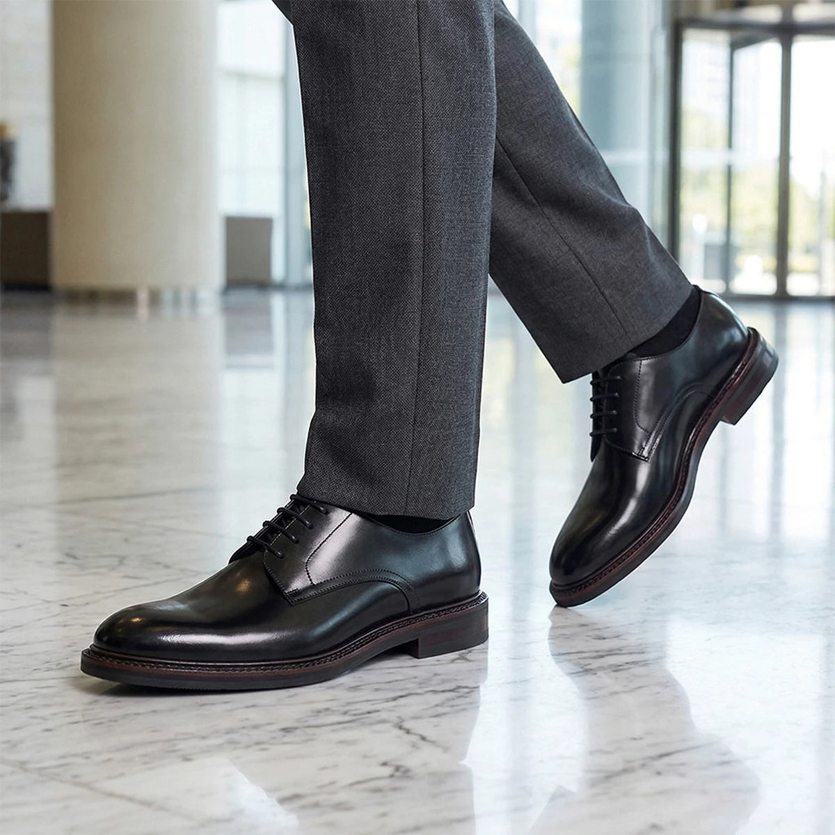 Men's Genuine Cowhide Leather Oxford Shoes Derby Dress Shoes for Business And Wedding
