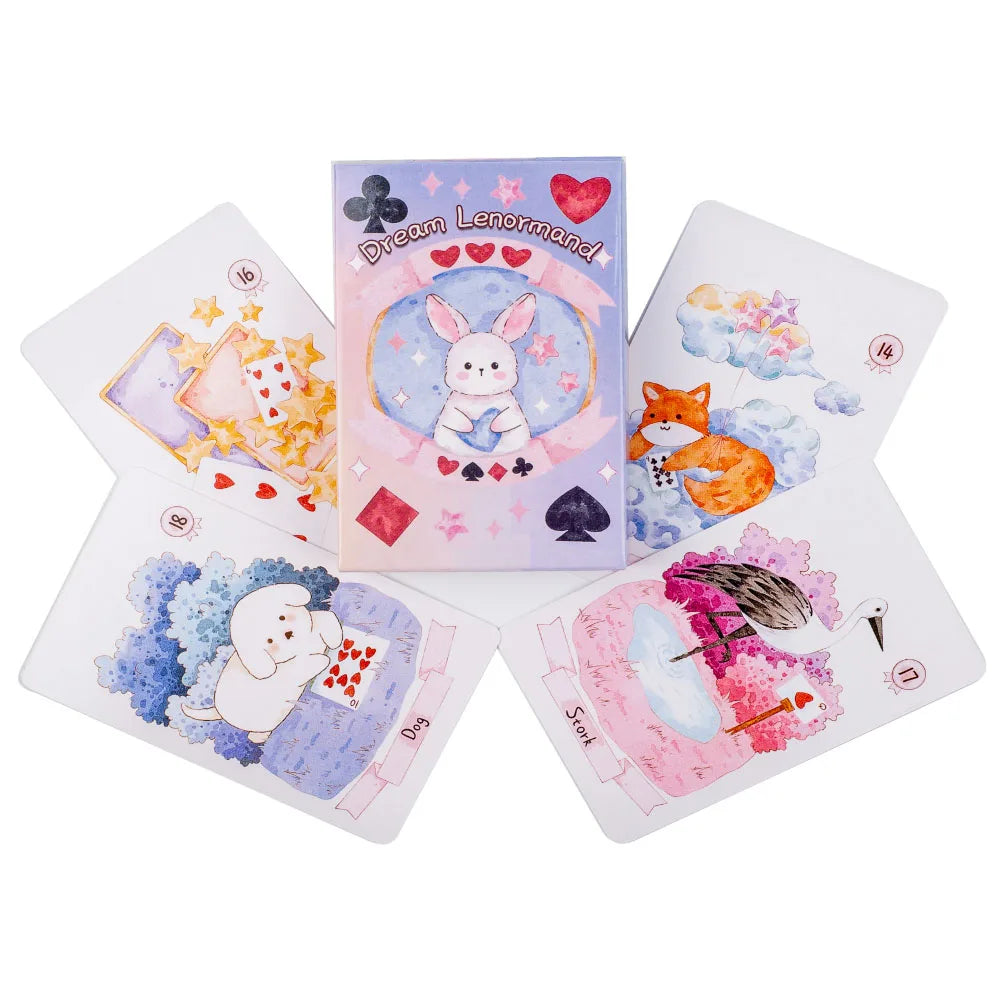 Rana 42Pcs Psychic Dream Lenormand Tarot Deck Wizard Oracle Cards Prophecy Deck 8.9*5.7cm for Divination And Oracle Reading
